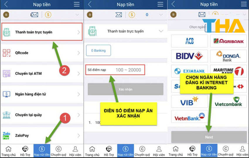 Hướng dẫn Nạp tiền Thabet dễ dàng